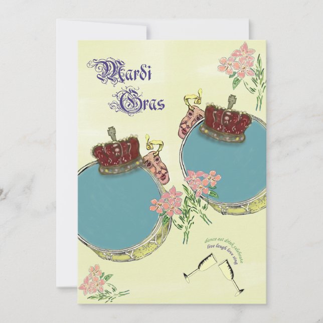 Vintage Inspired Mardi Gras Party Invitation (Front)