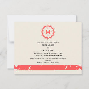Vintage Inspired Monogram Wedding Invite - Red