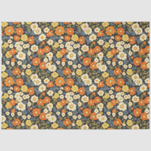 Vintage-Inspired Orange and Yellow Daisy Floral Tissue Paper