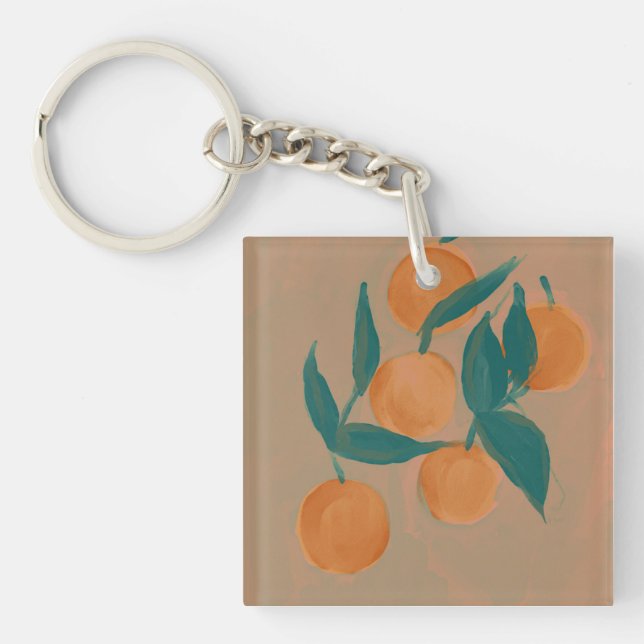 Vintage Inspired Orange Tree Garden Key Ring (Front)