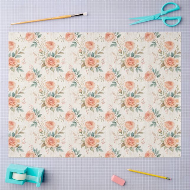 Vintage Inspired Pastel  Florals Decoupage Tissue Paper (Craft)