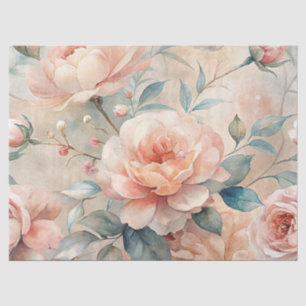 Vintage Inspired Pastel Peach Watercolor Decoupage Tissue Paper