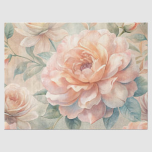 Vintage Inspired Pastel Peach Watercolor Decoupage Tissue Paper