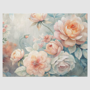 Vintage Inspired Pastel Peach Watercolor Decoupage Tissue Paper