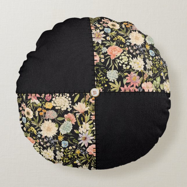 Vintage Inspired Patchwork Quilt Round Cushion (Front)