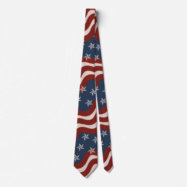 Vintage Inspired Patriotic Stars and Stripes Tie (Front)