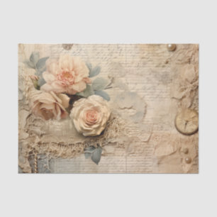 Vintage Inspired Peach Rose Pearls Tissue Paper