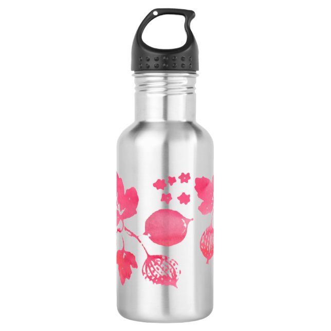 Vintage Inspired Pink GB Steel Water Bottle (Front)