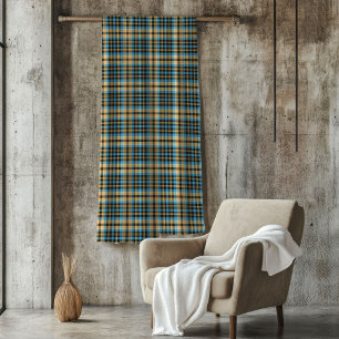 Vintage-Inspired Plaid Blanket Blue Yellow for Man