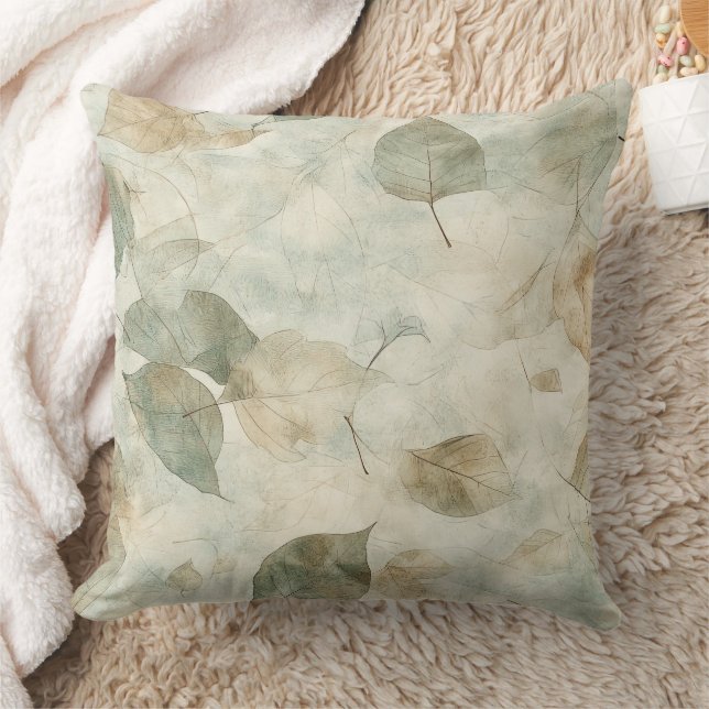 Vintage-Inspired Pressed Leaf in Warm Colours Cushion (Blanket)
