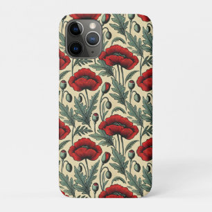 Vintage-Inspired Red Poppies Pattern  iPhone 11 Pro Case