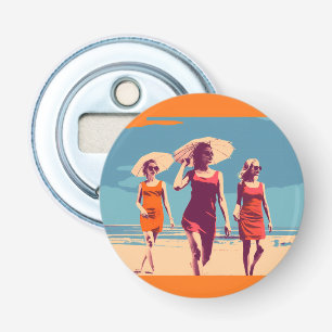 Vintage inspired, retro beach scene bottle opener