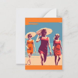 Vintage inspired, retro beach scene card