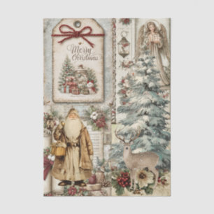 Vintage Inspired Santa Claus Collage Decoupage Tissue Paper