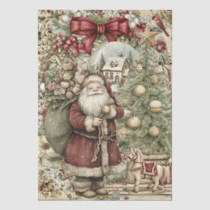 Vintage Inspired Santa Claus Themed Decoupage Tissue Paper