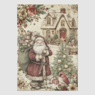 Vintage Inspired Santa Claus Themed Decoupage Tissue Paper