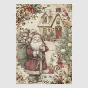 Vintage Inspired Santa Claus Themed Decoupage Tissue Paper
