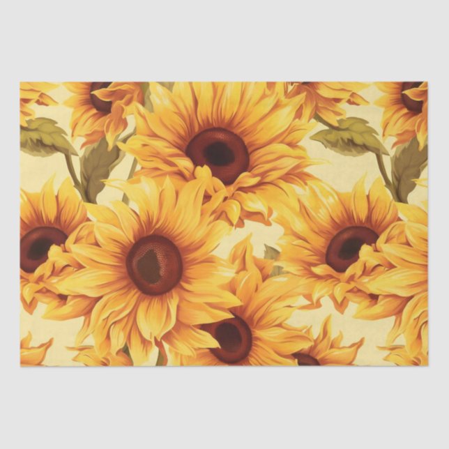 Vintage Inspired Sunflowers Decoupage  Tissue Paper (Front)