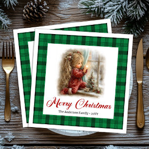 Vintage Inspired Table Decor Holiday Scene Napkins