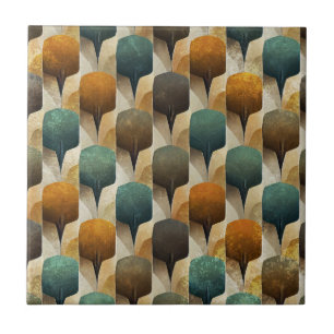 Vintage-Inspired Teal & Gold Art Deco Geometry Tile