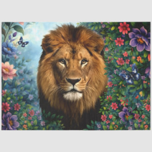 Vintage Inspired Tropical Jungle Lion Decoupage  Tissue Paper