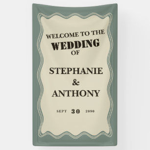 VIntage Inspired Wavy Border on Sage Green Wedding Banner