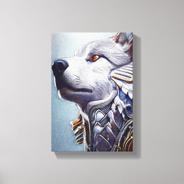 Vintage-Inspired Wolf Head Art - Nostalgic Canvas Print (Front)