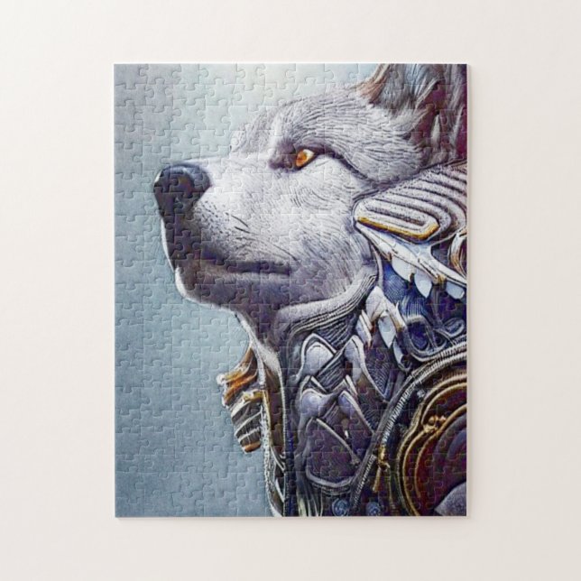 Vintage-Inspired Wolf Head Art - Nostalgic Jigsaw Puzzle (Vertical)