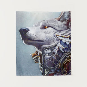 Vintage-Inspired Wolf Head Art - Nostalgic Tapestry
