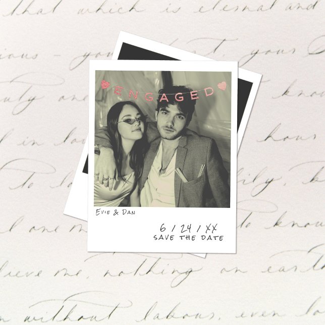 Vintage Instant Photo Engagement Announcement Card (Creator Uploaded)