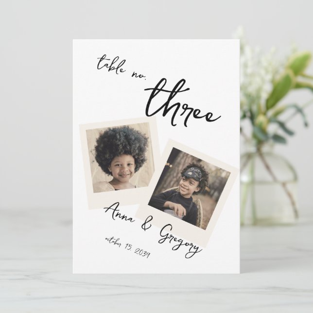 Vintage Instant Photo Handwriting 5x7 Table Number (Standing Front)