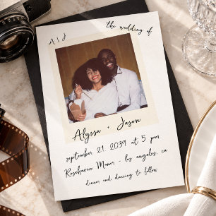 Vintage Instant Photo Handwritten Monogram Wedding Invitation