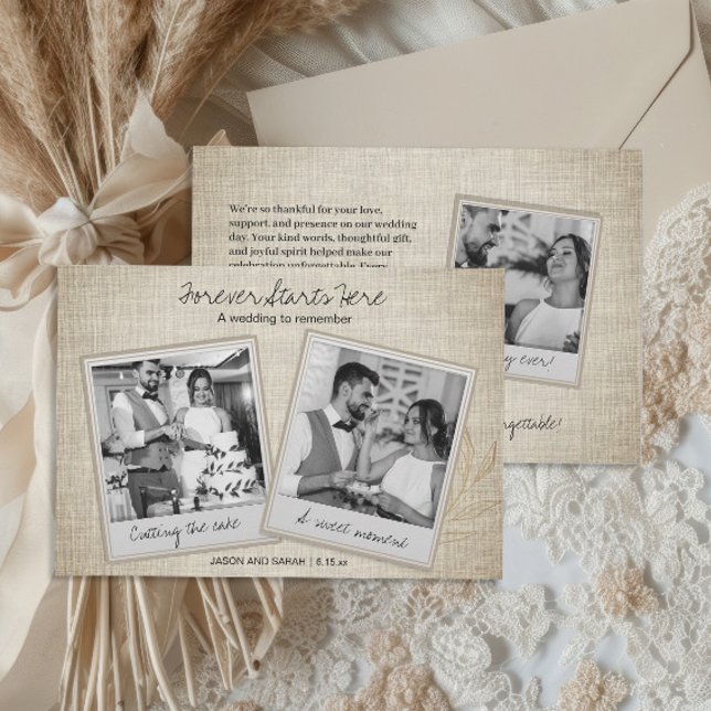 Vintage Instant Photo Wedding Thank You (Vintage retro photo wedding thank you card )