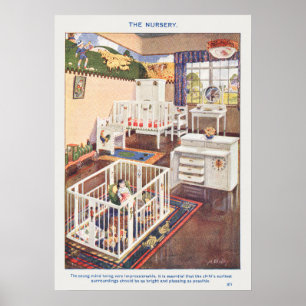 Vintage Interior Design Illustration Poster