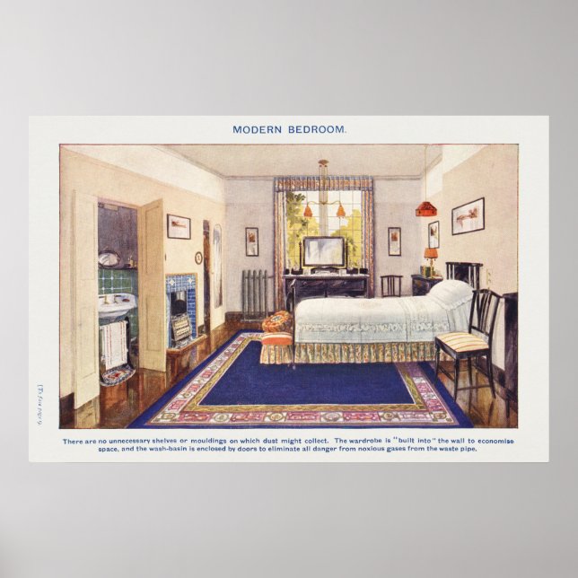 Vintage Interior Design Illustration Poster (Front)