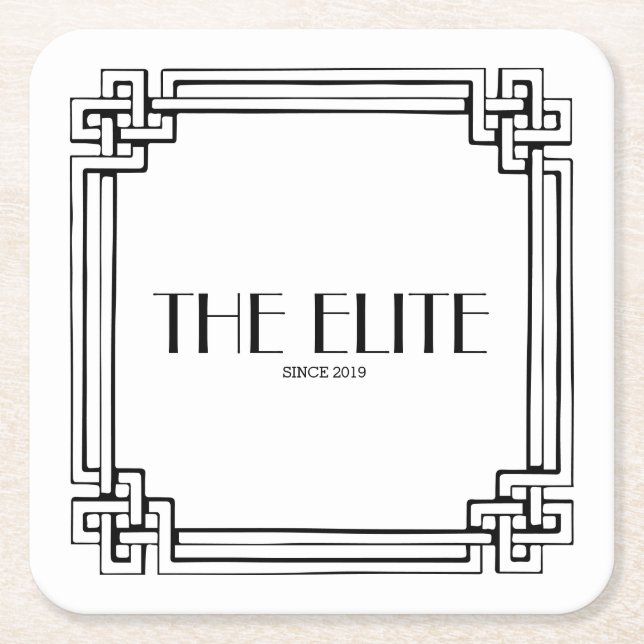 Vintage Interlocking Frame Personalised Square Paper Coaster (Front)