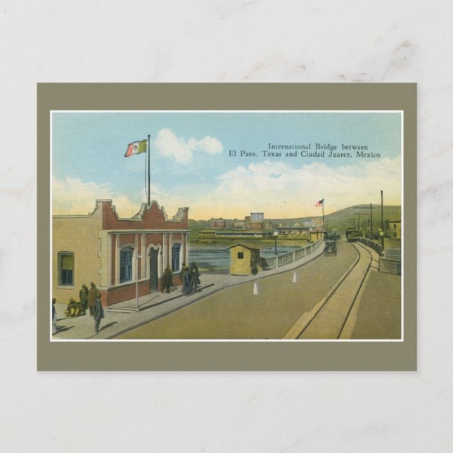 Vintage international bridge and customs El Paso Postcard (Front)