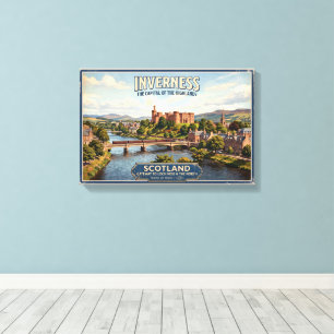 Vintage Inverness Scotland Railway Travel Poster Canvas Print