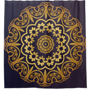Vintage Invitation card with Mandala pattern. Deco Shower Curtain