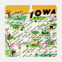 Vintage Iowa Postcard Map