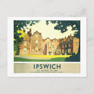 Vintage Ipswich Travel Poster Postcard