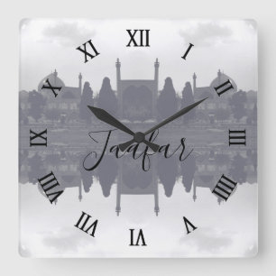 Vintage Iran Isfahan shah mosque gardens Square Wall Clock