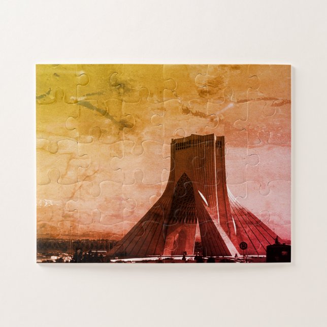 Vintage Iran tehran Azadi Square Jigsaw Puzzle (Horizontal)