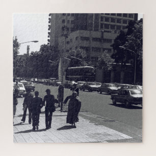 Vintage Iran Tehran city street and people Jigsaw Puzzle