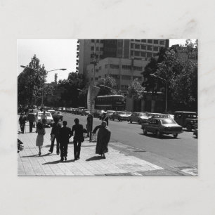 Vintage Iran Tehran city street and people Postcard