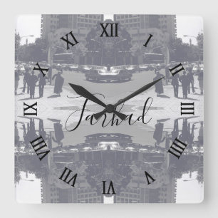 Vintage Iran Tehran city street and people Square Wall Clock