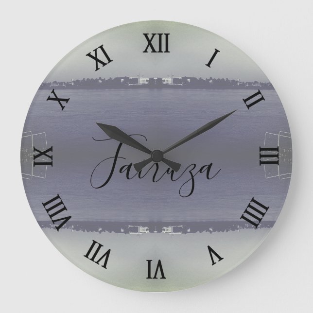 Vintage Iraq Baghdad forat river  Large Clock (Front)