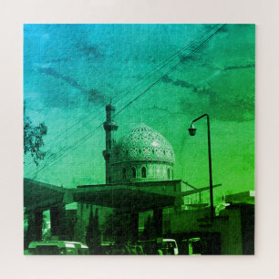 Vintage Iraq Baghdad Gas station at mosque Jigsaw Puzzle
