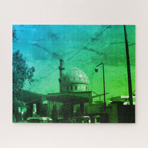 Vintage Iraq Baghdad Gas station at mosque Jigsaw Puzzle