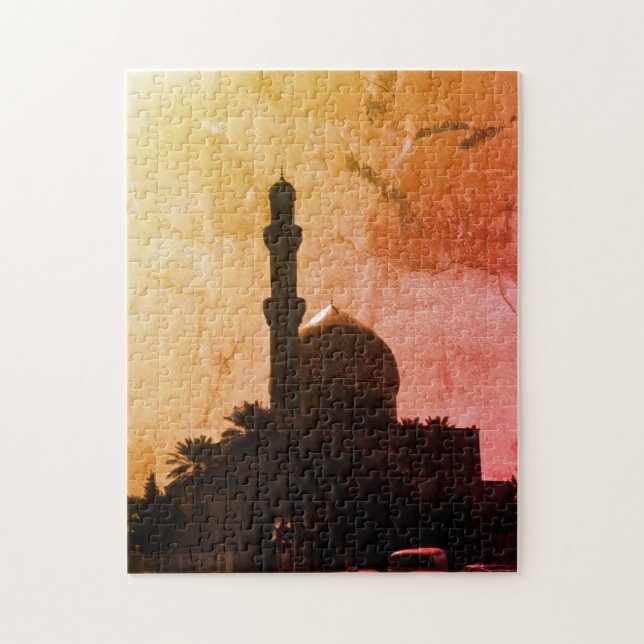 Vintage Iraq Baghdad mosque taxis Jigsaw Puzzle (Vertical)